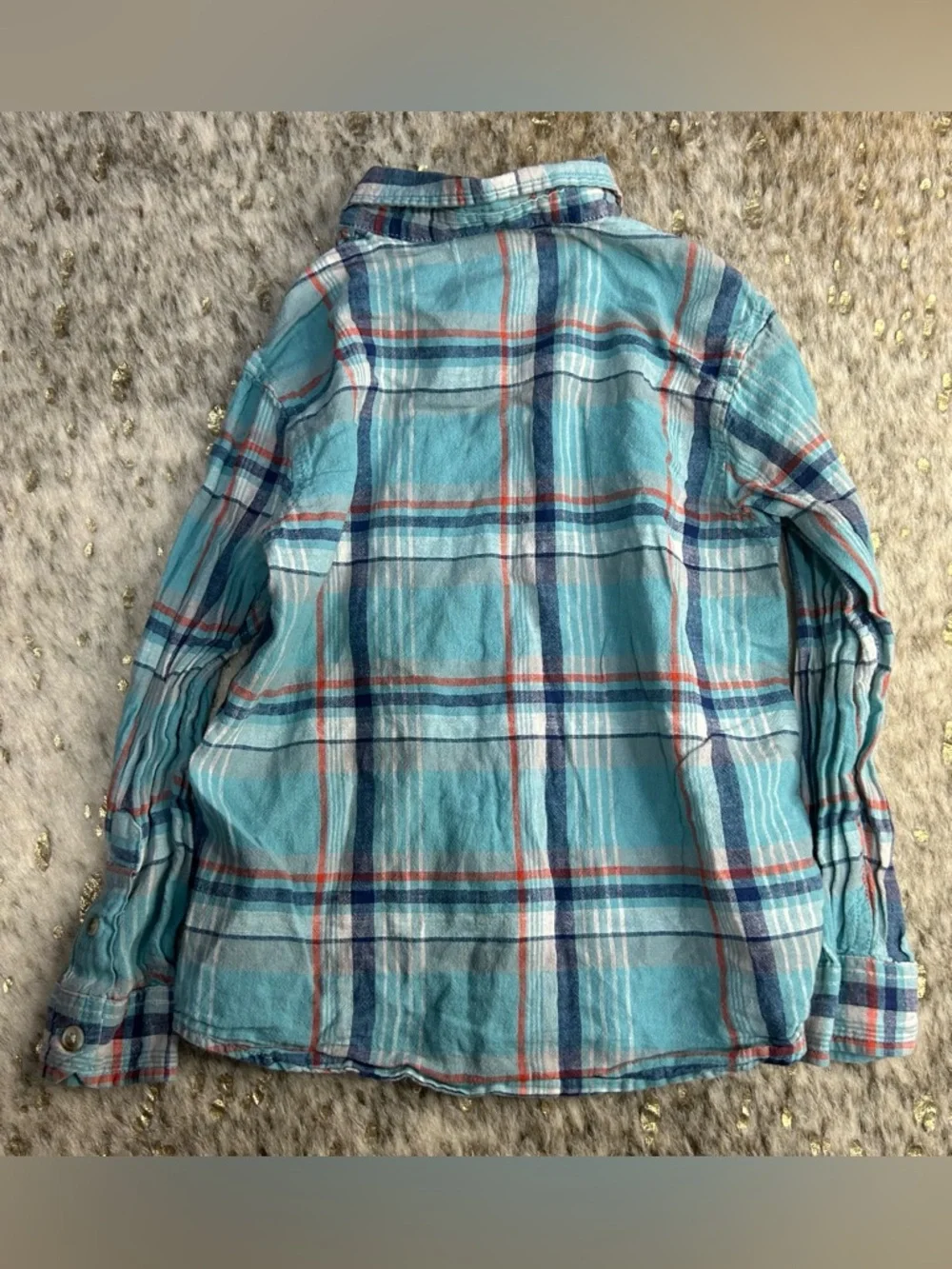 5 for $25🔥Old Navy Blue Plaid Button Front Shirt Boys XS (5T)‎